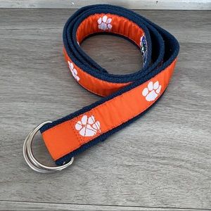 Clemson paw D-ring belt orange & navy